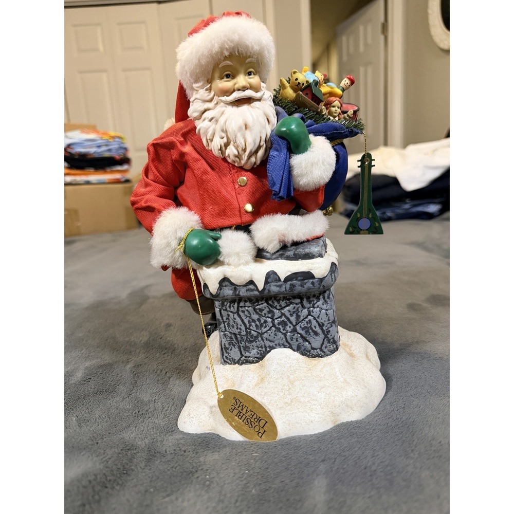 Possible Dreams Clothique Musical Santa Chimney Figurine 2001 Retired Multicolor